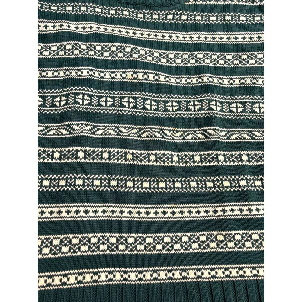 Vtg Gap Snowflake‎ Mock Neck Sweater Sz Large Green Women's Y2K